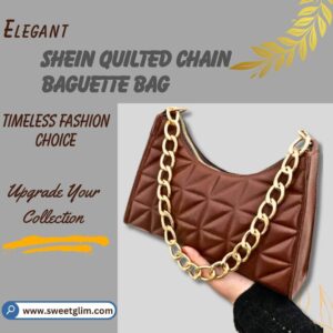 SHEIN Quilted Chain Baguette Bag