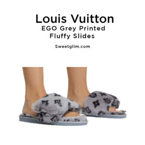 EGO Grey Printed Fluffy Slides