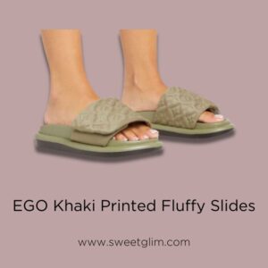 EGO Khaki Printed Fluffy Slides