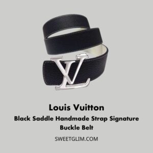 Louis Vuitton Black Saddle Handmade Strap Signature Buckle Belt